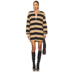 3XL - NWT ~ Good American Rugby Jersey Polo Mini Dress, Khaki / Black, Reg $139